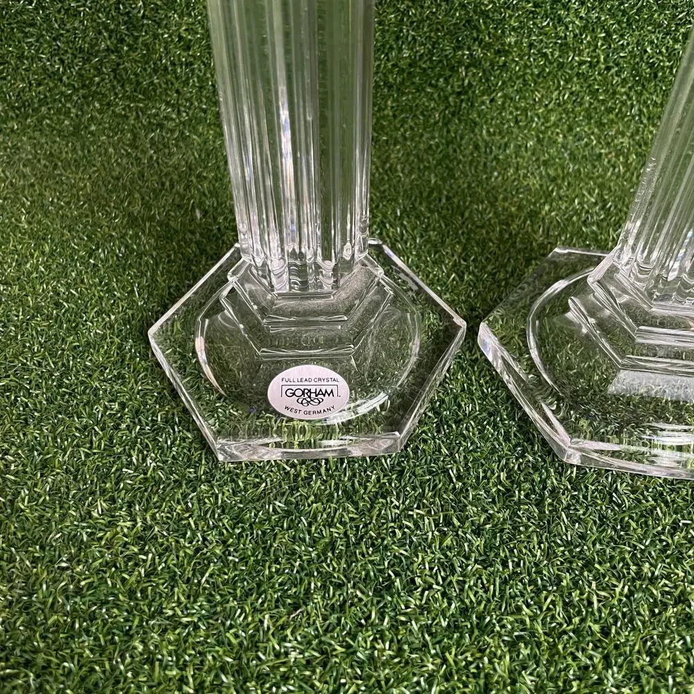 Vintage Lot Shannon Crystal Greek Roman Column Candle Holders